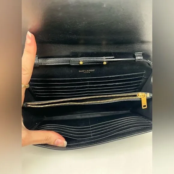 Saint Laurent Uptown Chain Wallet in Black Patent Leather - Picture 9 of 12